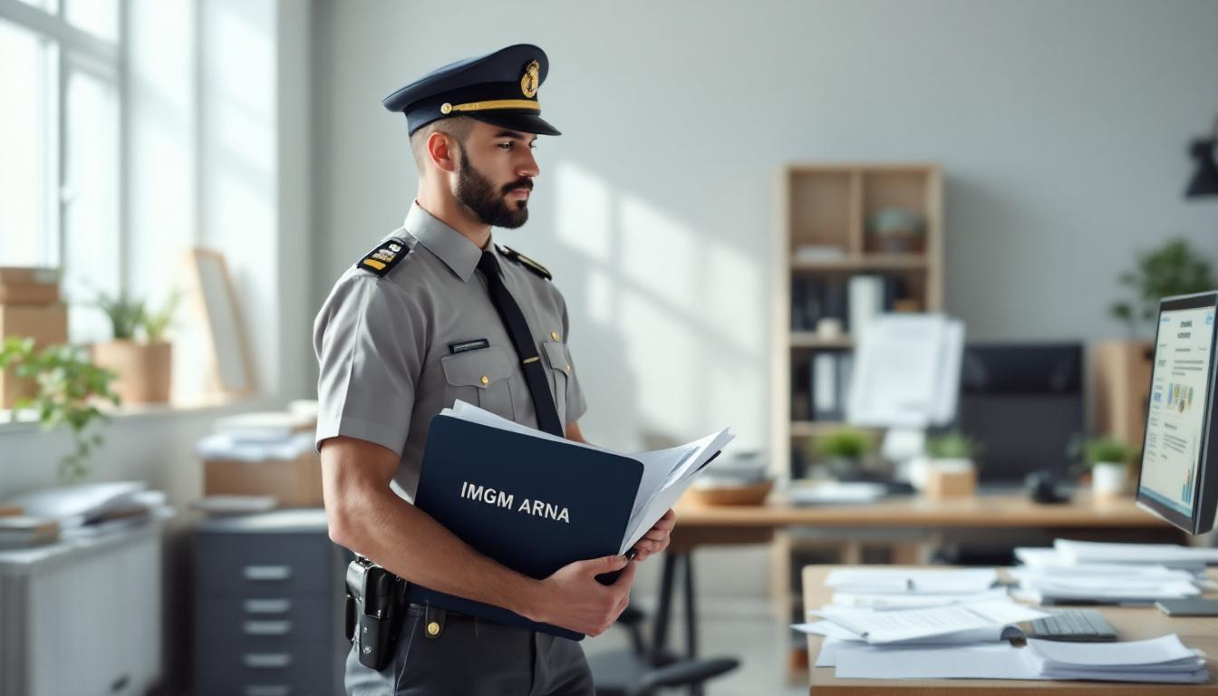 Déménagement gendarmerie - Militaire en uniforme préparant sa mutation