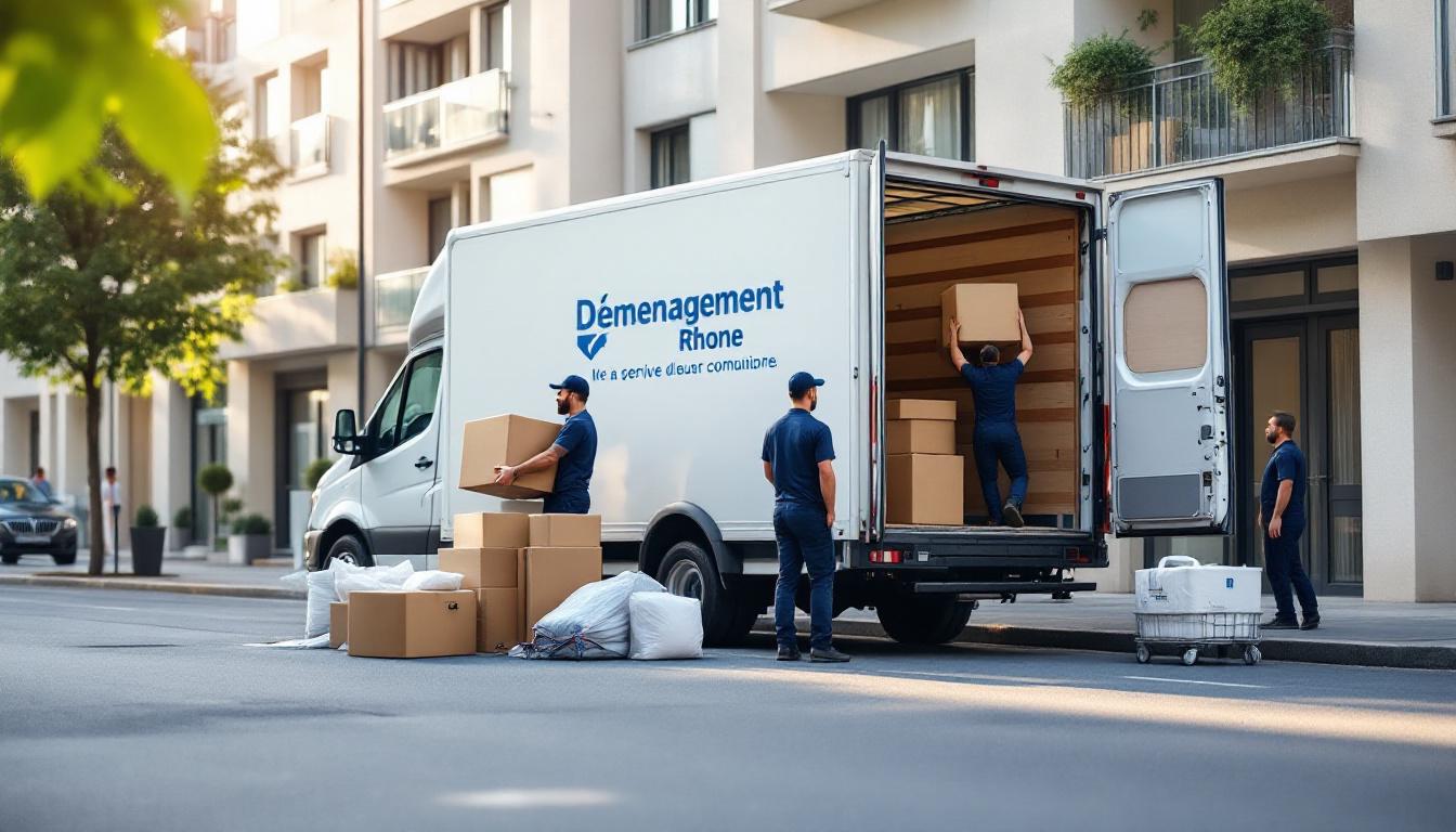 Déménagement dans le Rhône - Professionnels chargeant un camion de déménagement à Lyon